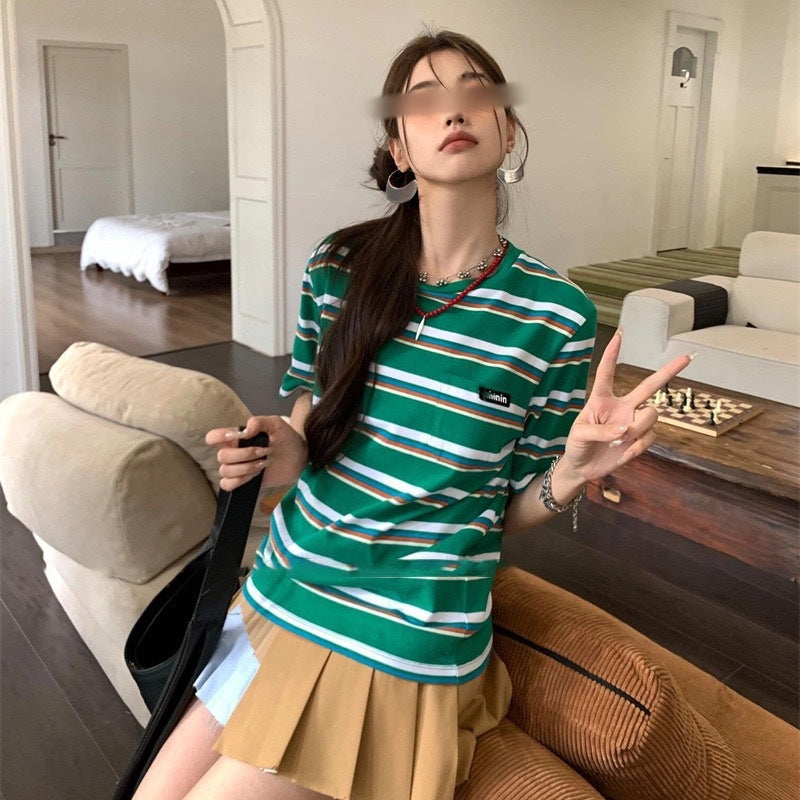 Miu Miu Strip Short Sleeve Shirt