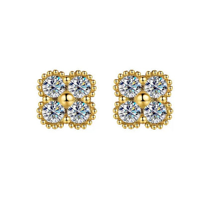 Moissanite Dainty Clover Necklace Bracelet Earrings