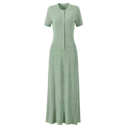 Sandro French Retro Short Sleeve Eyelet Knit Dress