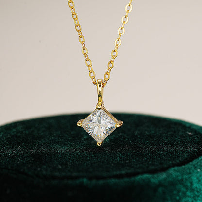 1 Carat Square Necklace 925 Sterling Silver Moissanite Pendant Necklace