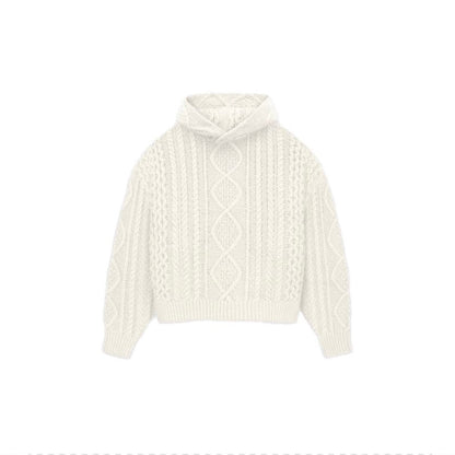 Essentials FW23 Cloud Dancer Cable Knit Hoodie