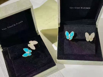 VCA Blue Butterfly Bracelet Necklace Earrings Ring