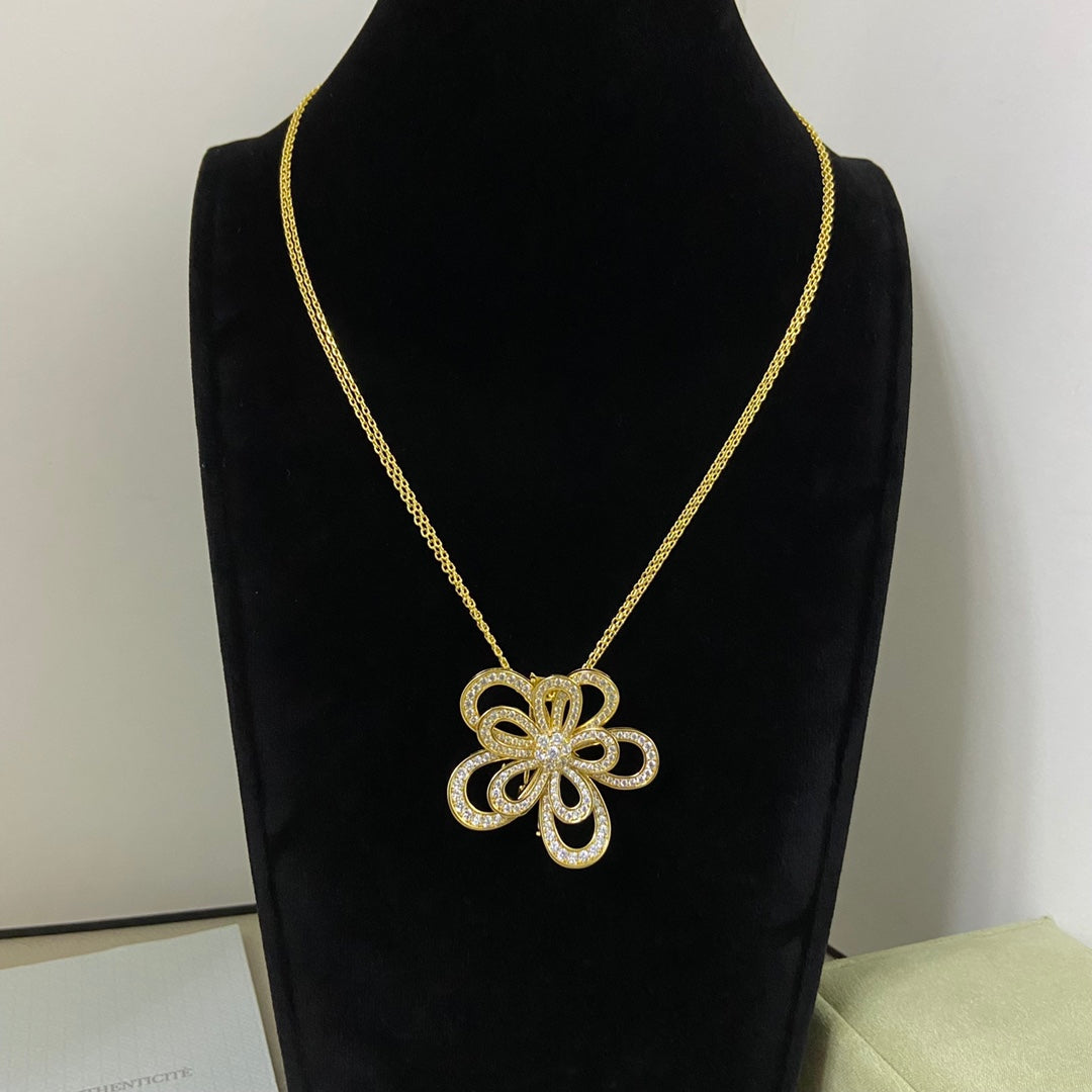 VCA Flower Brooch Necklace